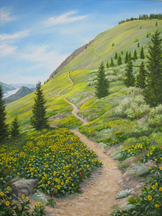 HIKE UP DOG MOUNTAIN - 24 x 30 - OIL