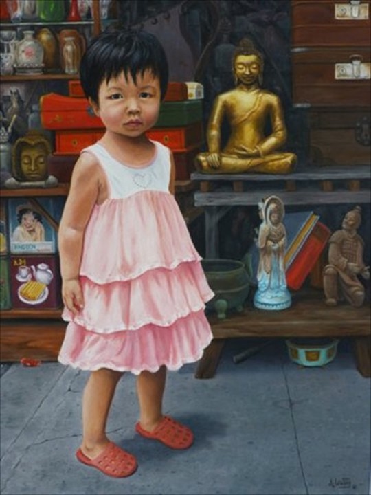 LITTLE SISTER - 22 x 28 - OIL