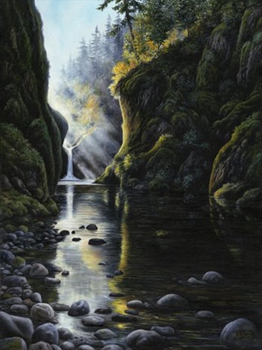 PUNCH BOWL FALLS - 22 x 30 - OIL